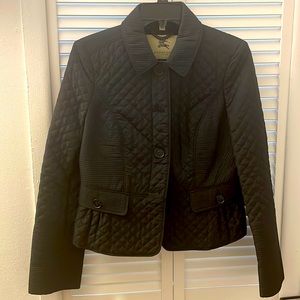 Burberry peplum quilted jacket USA 8 in Navy, black buttons